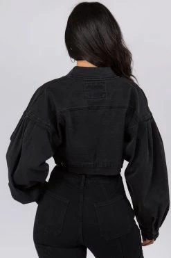 LOVE MODA Balloon Sleeve Crop Denim Jacket 36 LOVE MODA Balloon Sleeve Crop Denim Jacket