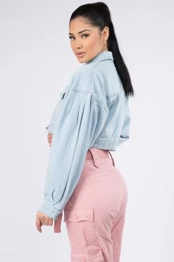 LOVE MODA Balloon Sleeve Crop Denim Jacket 50 LOVE MODA Balloon Sleeve Crop Denim Jacket