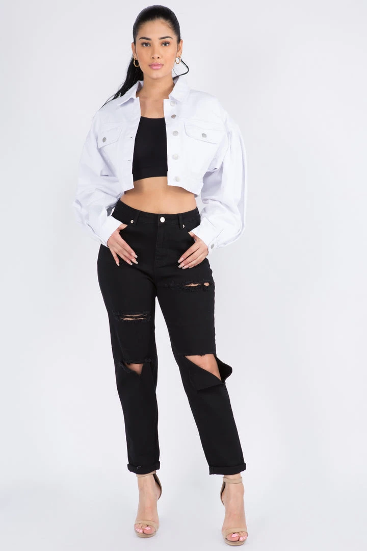 LOVE MODA Balloon Sleeve Crop Denim Jacket 20 LOVE MODA Balloon Sleeve Crop Denim Jacket
