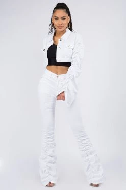 Lovemoda Shirring Sleeve Cropped Denim Jacket 24 Lovemoda Shirring Sleeve Cropped Denim Jacket