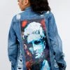LOVE MODA Loose Fit Denim Jacket With Back Print