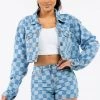 LOVE MODA Checker Print Cropped Jacket & Short Set 1 LOVE MODA Checker Print Cropped Jacket & Short Set