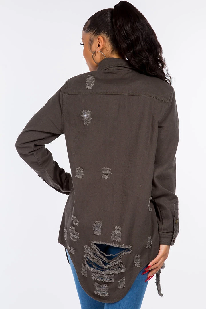 LOVE MODA Distressed Long Denim Shirt Jacket 11 LOVE MODA Distressed Long Denim Shirt Jacket