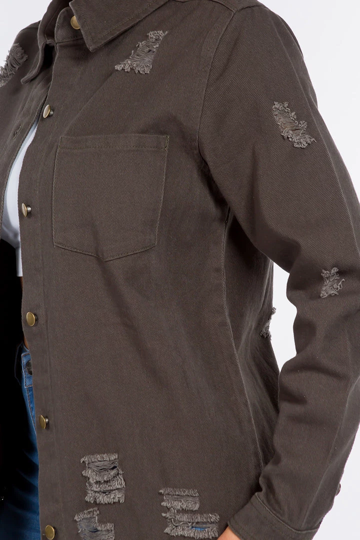 LOVE MODA Distressed Long Denim Shirt Jacket 12 LOVE MODA Distressed Long Denim Shirt Jacket