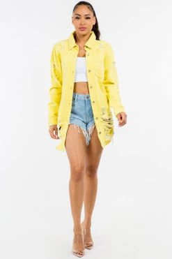 LOVE MODA Distressed Long Denim Shirt Jacket 43 LOVE MODA Distressed Long Denim Shirt Jacket
