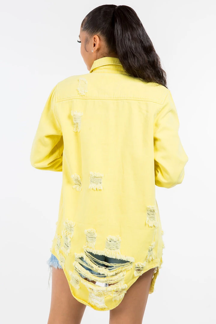 LOVE MODA Distressed Long Denim Shirt Jacket 21 LOVE MODA Distressed Long Denim Shirt Jacket