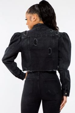 LOVE MODA BEST SELLERS Distressed Puff Shoulder Denim Cropped Jacket 16 LOVE MODA BEST SELLERS Distressed Puff Shoulder Denim Cropped Jacket