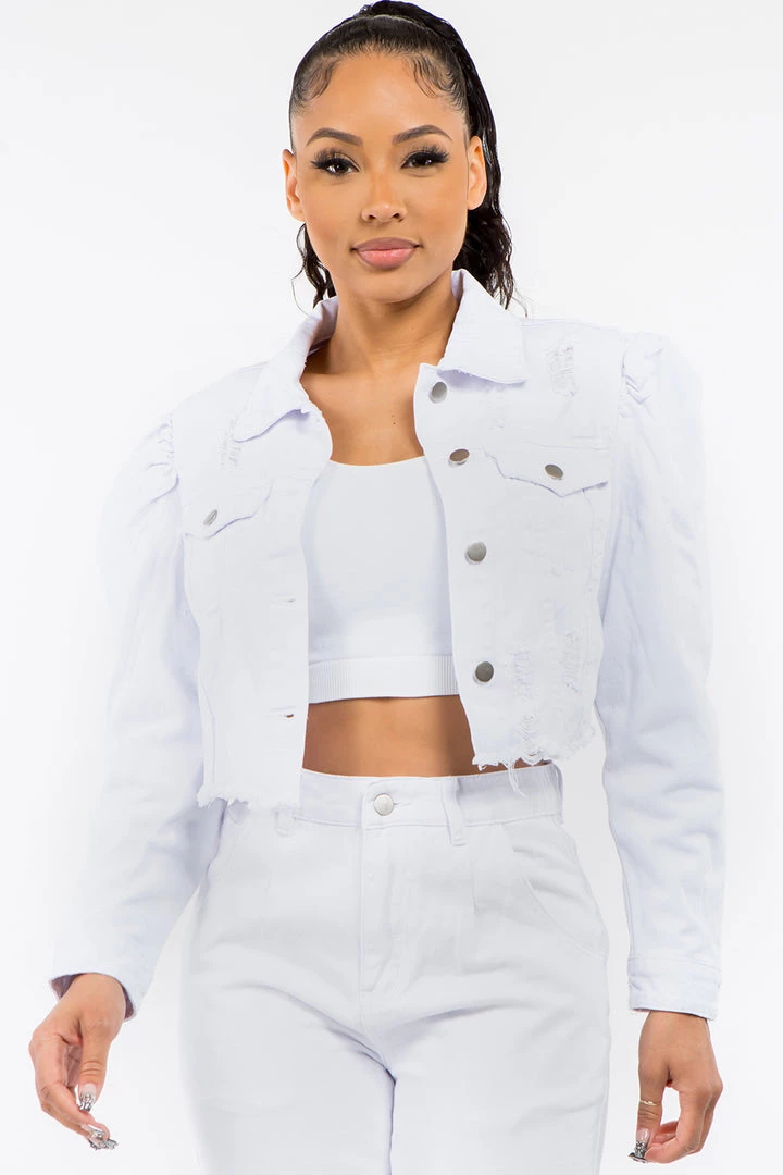 LOVE MODA BEST SELLERS Distressed Puff Shoulder Denim Cropped Jacket 8 LOVE MODA BEST SELLERS Distressed Puff Shoulder Denim Cropped Jacket