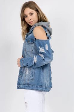 LOVE MODA BEST SELLERS Destroyed Front And Back Denim Jacket