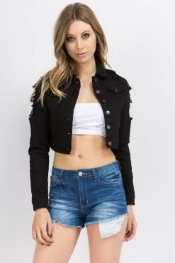 LOVE MODA BEST SELLERS Destroyed Mini Denim Jacket