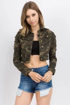 LOVE MODA BEST SELLERS Destroyed Mini Denim Jacket