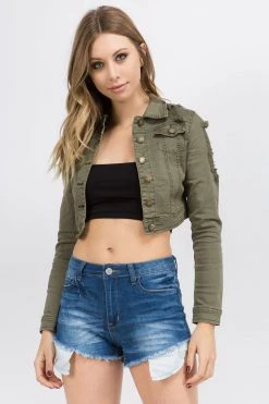 LOVE MODA BEST SELLERS Destroyed Mini Denim Jacket