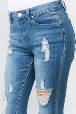 LOVE MODA Low Rise Distressed Denim Skinny Jeans