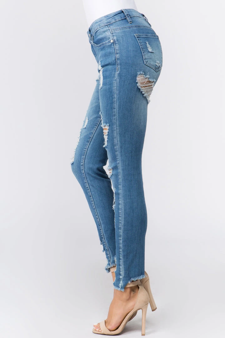 LOVE MODA Low Rise Distressed Denim Skinny Jeans 7 LOVE MODA Low Rise Distressed Denim Skinny Jeans