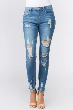 LOVE MODA Low Rise Distressed Denim Skinny Jeans 9 LOVE MODA Low Rise Distressed Denim Skinny Jeans