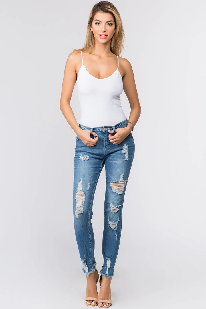 LOVE MODA Low Rise Distressed Denim Skinny Jeans 3 LOVE MODA Low Rise Distressed Denim Skinny Jeans