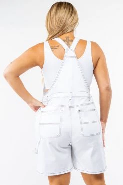 LOVE MODA Carpenter Style Denim Slim Short Overall - Plus Size