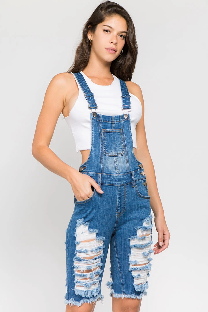 LOVE MODA OVERALLS Destroyed Boyfriend Overall Long Shorts 3 LOVE MODA OVERALLS Destroyed Boyfriend Overall Long Shorts