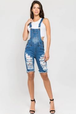 LOVE MODA OVERALLS Destroyed Boyfriend Overall Long Shorts 14 LOVE MODA OVERALLS Destroyed Boyfriend Overall Long Shorts