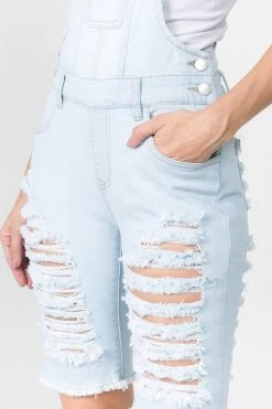 LOVE MODA OVERALLS Destroyed Boyfriend Overall Long Shorts 18 LOVE MODA OVERALLS Destroyed Boyfriend Overall Long Shorts