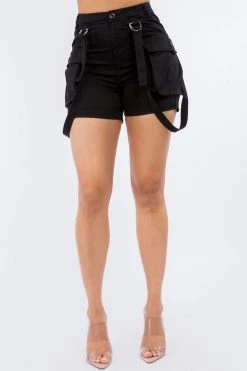 LOVE MODA NEW ARRIVALS High Waist Slim Mini Shorts With Suspenders