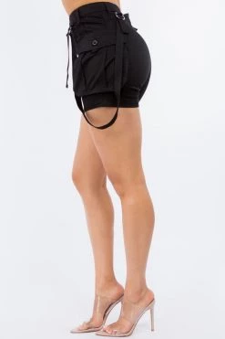 LOVE MODA NEW ARRIVALS High Waist Slim Mini Shorts With Suspenders