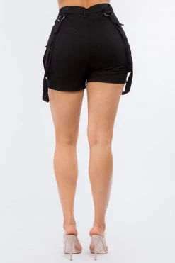 LOVE MODA NEW ARRIVALS High Waist Slim Mini Shorts With Suspenders
