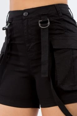 LOVE MODA NEW ARRIVALS High Waist Slim Mini Shorts With Suspenders