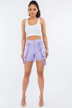 LOVE MODA NEW ARRIVALS High Waist Slim Mini Shorts With Suspenders