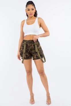 LOVE MODA NEW ARRIVALS High Waist Slim Mini Shorts With Suspenders