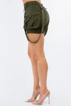 LOVE MODA NEW ARRIVALS High Waist Slim Mini Shorts With Suspenders