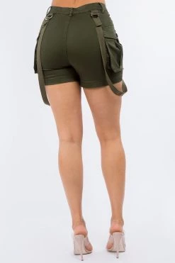 LOVE MODA NEW ARRIVALS High Waist Slim Mini Shorts With Suspenders