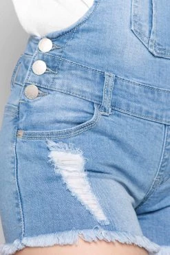 LOVE MODA Distressed Overall Shorts BEST SELLERS