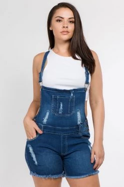 LOVE MODA Distressed Overall Shorts BEST SELLERS