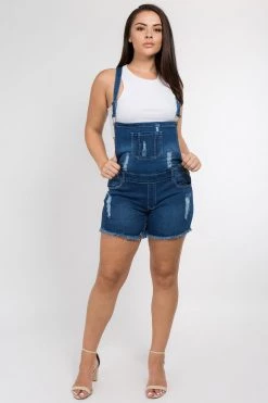 LOVE MODA Distressed Overall Shorts BEST SELLERS