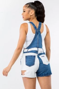 LOVE MODA Patchwork Denim Overall Shorts 15 LOVE MODA Patchwork Denim Overall Shorts