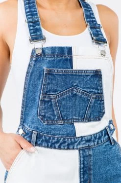 LOVE MODA Patchwork Denim Overall Shorts 16 LOVE MODA Patchwork Denim Overall Shorts