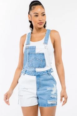LOVE MODA Patchwork Denim Overall Shorts 17 LOVE MODA Patchwork Denim Overall Shorts