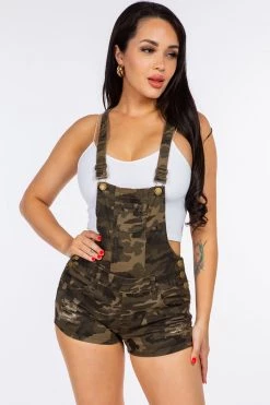 LOVE MODA BEST SELLERS Distressed Overall Short Shorts