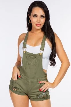 LOVE MODA BEST SELLERS Distressed Overall Short Shorts