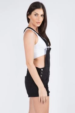 LOVE MODA OVERALLS Distressed Thighs Overall Shorts
