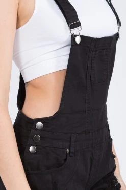 LOVE MODA OVERALLS Distressed Thighs Overall Shorts