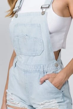 LOVE MODA Distressed Boyfriend Overall Shorts BEST SELLERS