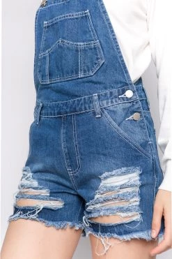 LOVE MODA Distressed Boyfriend Overall Shorts BEST SELLERS