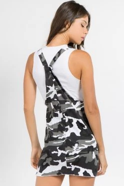 Lovemoda Zip Up Overall Dress - Camo