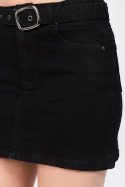 LoveModa BOTTOMS Belted Denim High Rise Mini Skirt