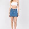 LoveModa BOTTOMS Belted Denim High Rise Mini Skirt