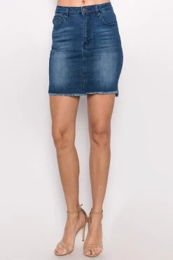 Lovemoda BEST SELLERS Frayed Hem Denim Skirt