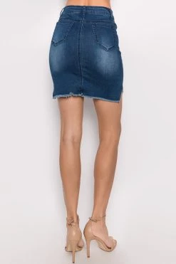 Lovemoda BEST SELLERS Frayed Hem Denim Skirt