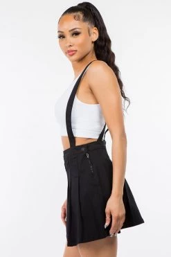 LOVE MODA NEW ARRIVALS Pleated Mini Skirt With Suspenders